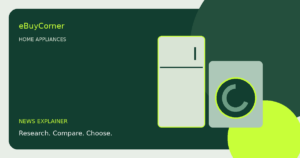 Reading appliance energy labels before a sale — original editorial illustration